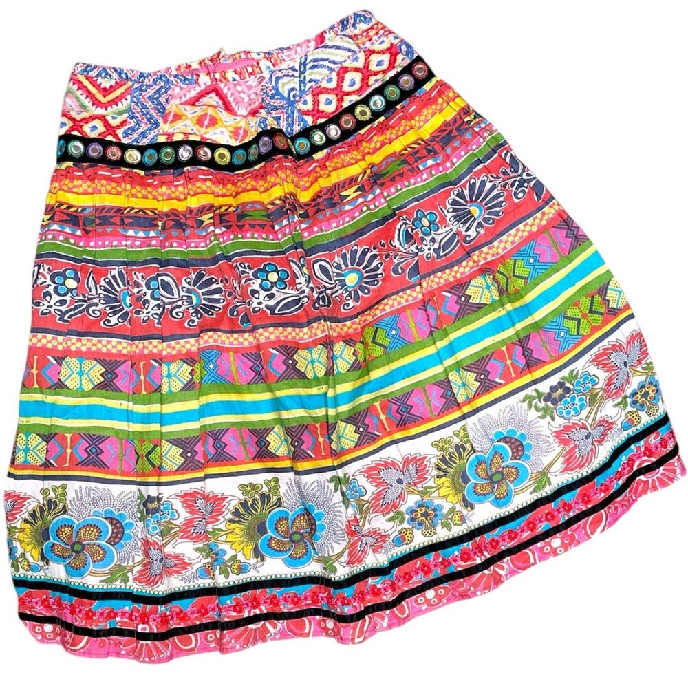 WD.NY Multicolor Festive Boho Lined Skirt size Medium